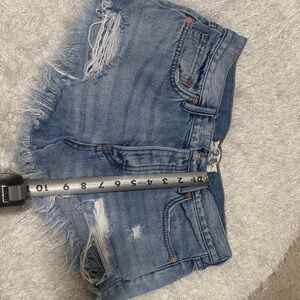 Free People Frayed Hem Jean Shorts - Blue